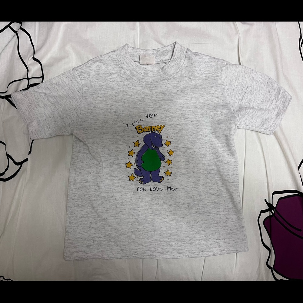 vintage made in canada grey white barney baby tee